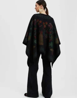 PonchoGrenadilla Plac&eacute;e Black in Baize Wool