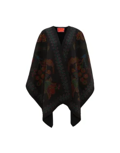 PonchoGrenadilla Plac&eacute;e Black in Baize Wool