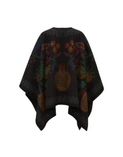 PonchoGrenadilla Plac&eacute;e Black in Baize Wool