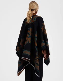 PonchoHerald Black in Wool Silk