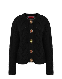 Portrait CardiganSolid Black in Chunky Wool