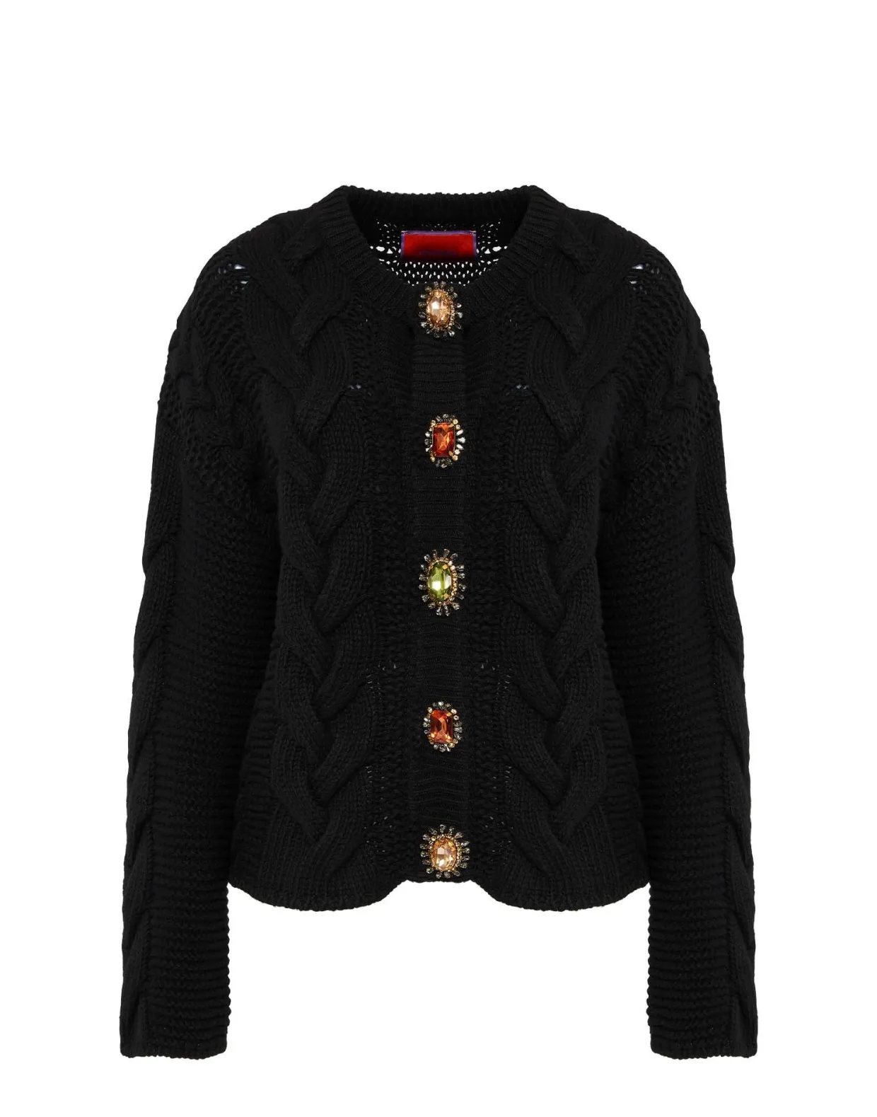 Portrait CardiganSolid Black in Chunky Wool