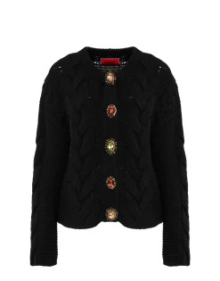 Portrait CardiganSolid Black in Chunky Wool