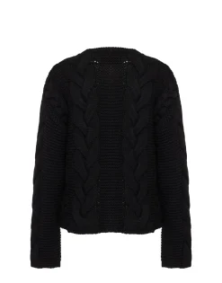 Portrait CardiganSolid Black in Chunky Wool