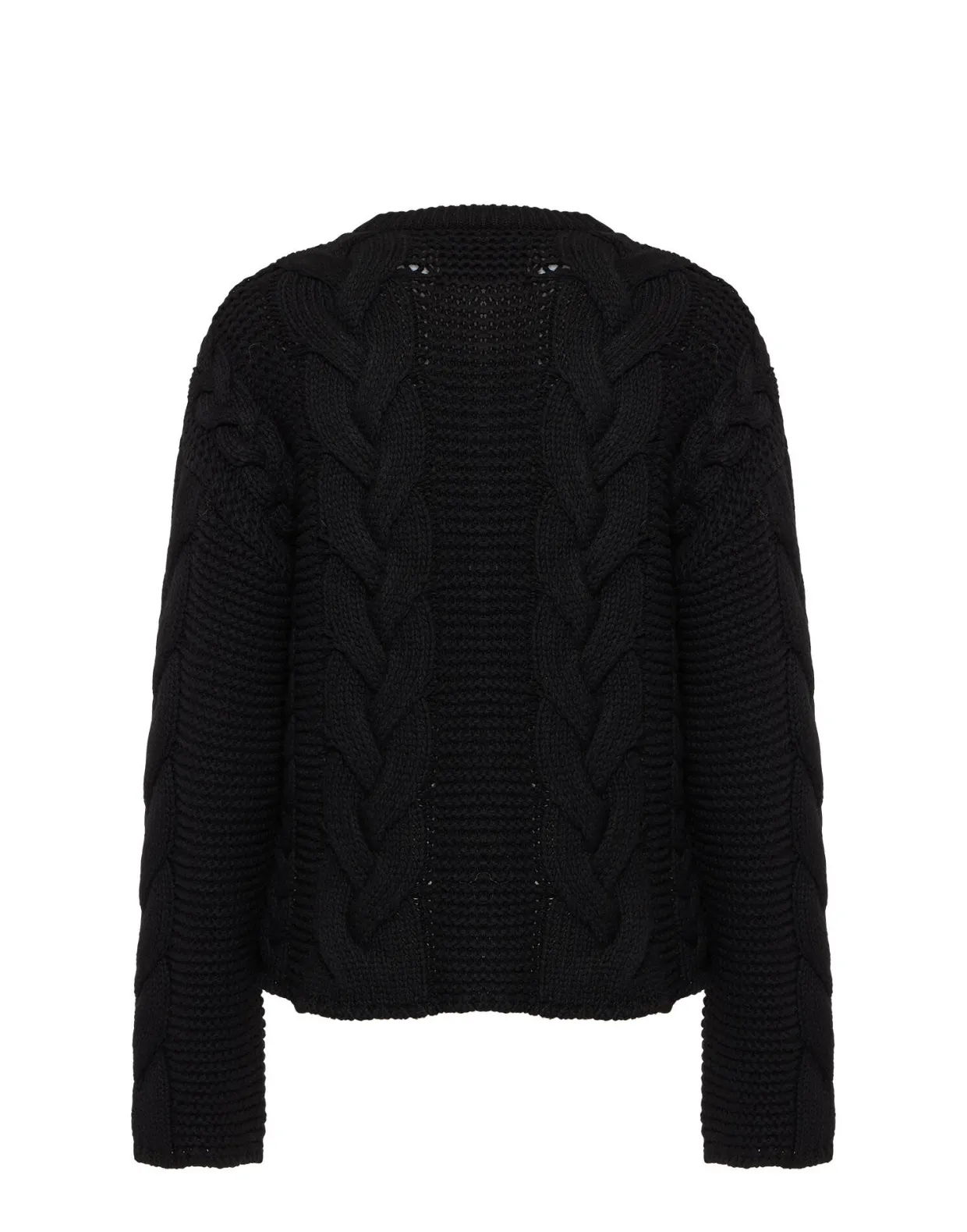 Portrait CardiganSolid Black in Chunky Wool