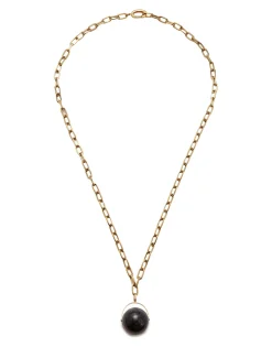 Power Pendant NecklaceBlack Obsidian in Brass