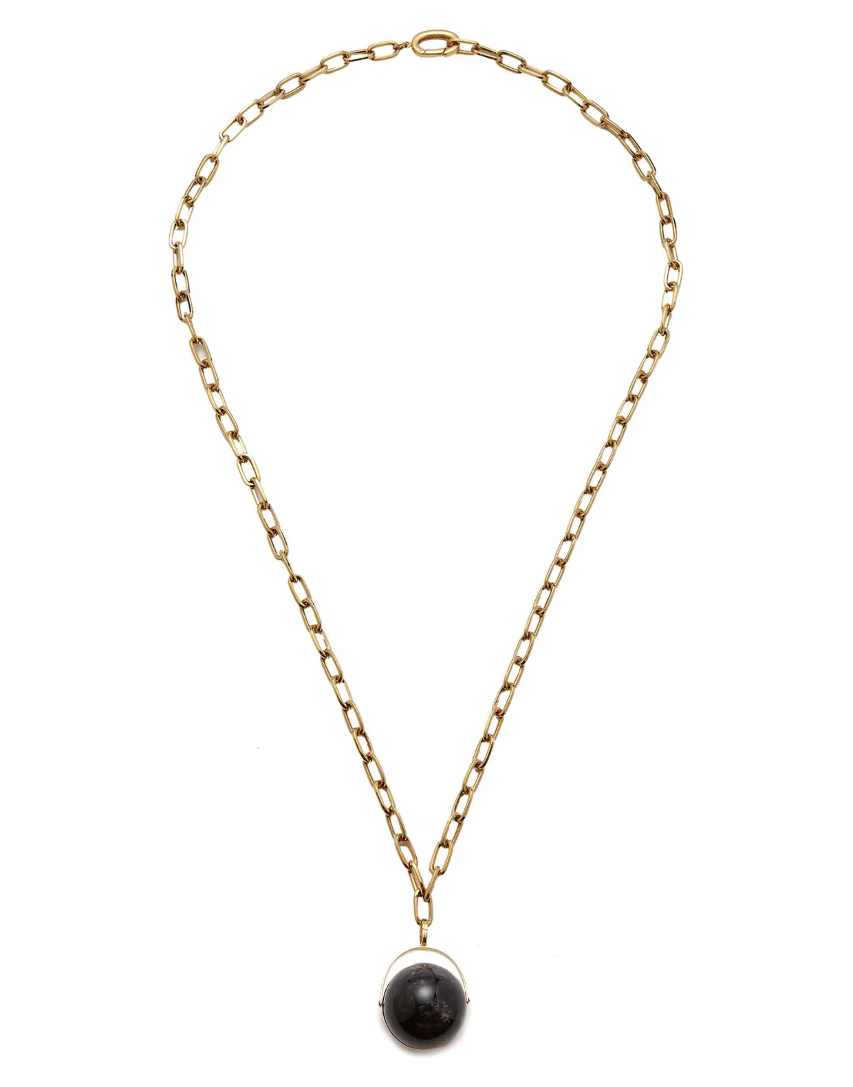 Power Pendant NecklaceBlack Obsidian in Brass
