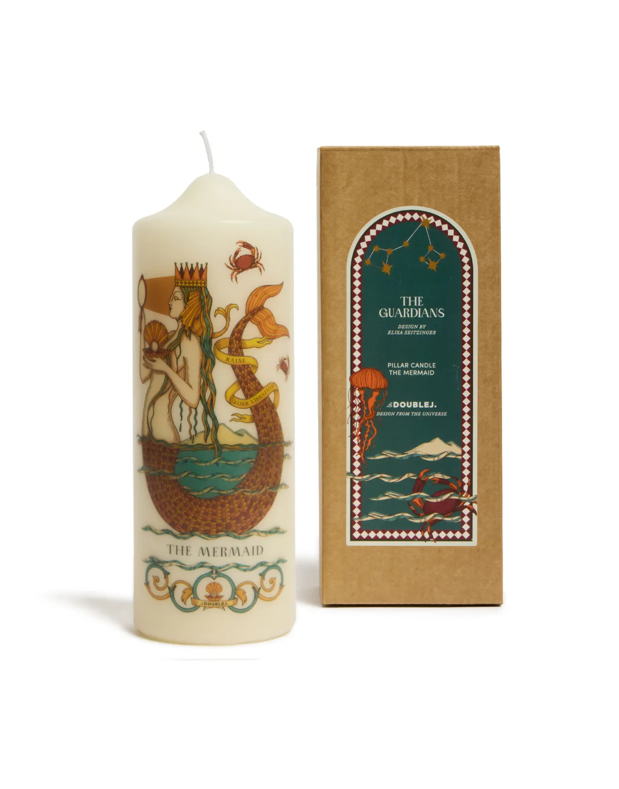 Printed Pillar CandleThe Mermaid Multicolor in Wax