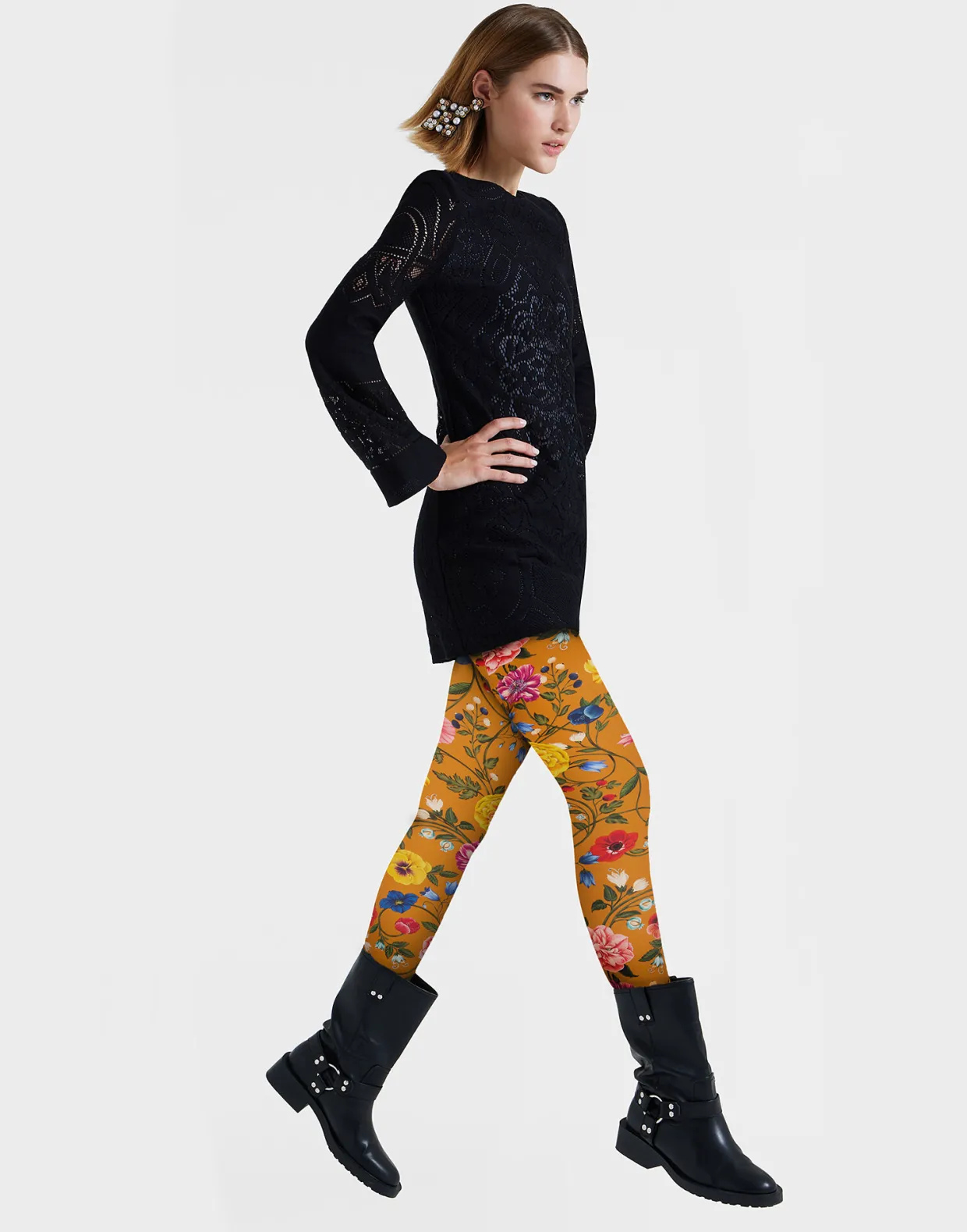 Printed TightsBotticelli Rust in Stretch Nylon