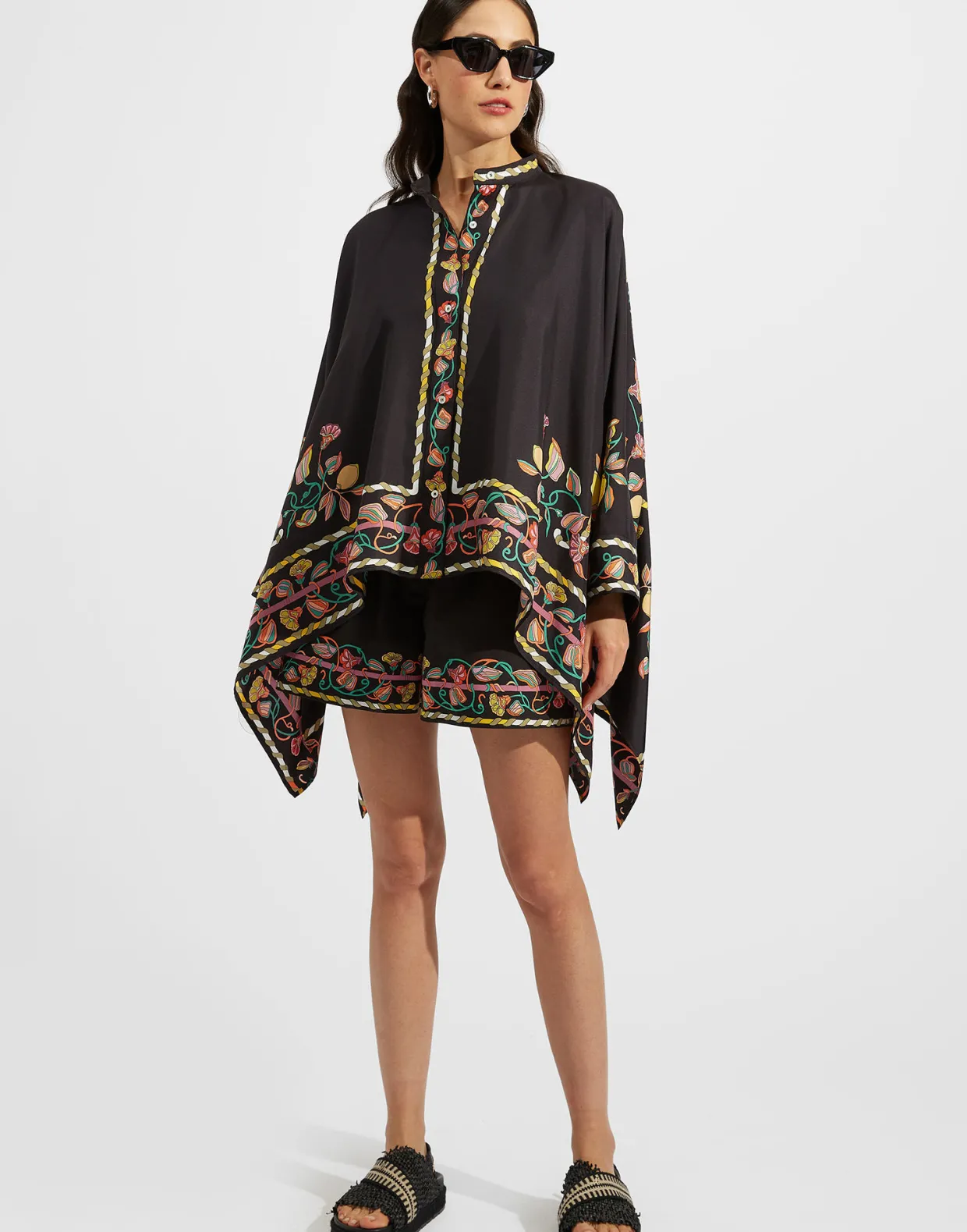 Pull-Up ShortsBorboni Placée Nero in Cotton Poplin