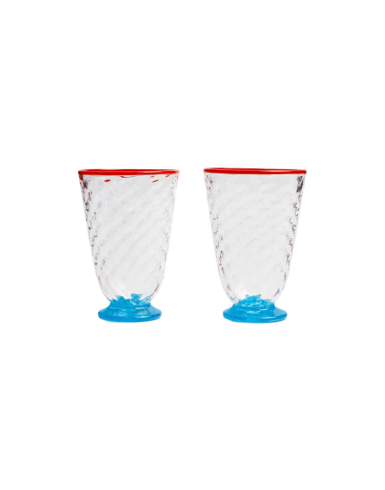 Quilted Glasses Set Of 2Blue in Murano Glass