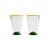 Quilted Glasses Set Of 2Green in Murano Glass