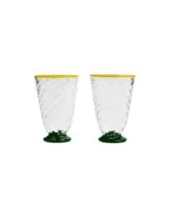 Quilted Glasses Set Of 2Green in Murano Glass
