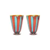 Rainbow Glasses Set Of 2 (Ridged)Red/Blue in Murano Glass
