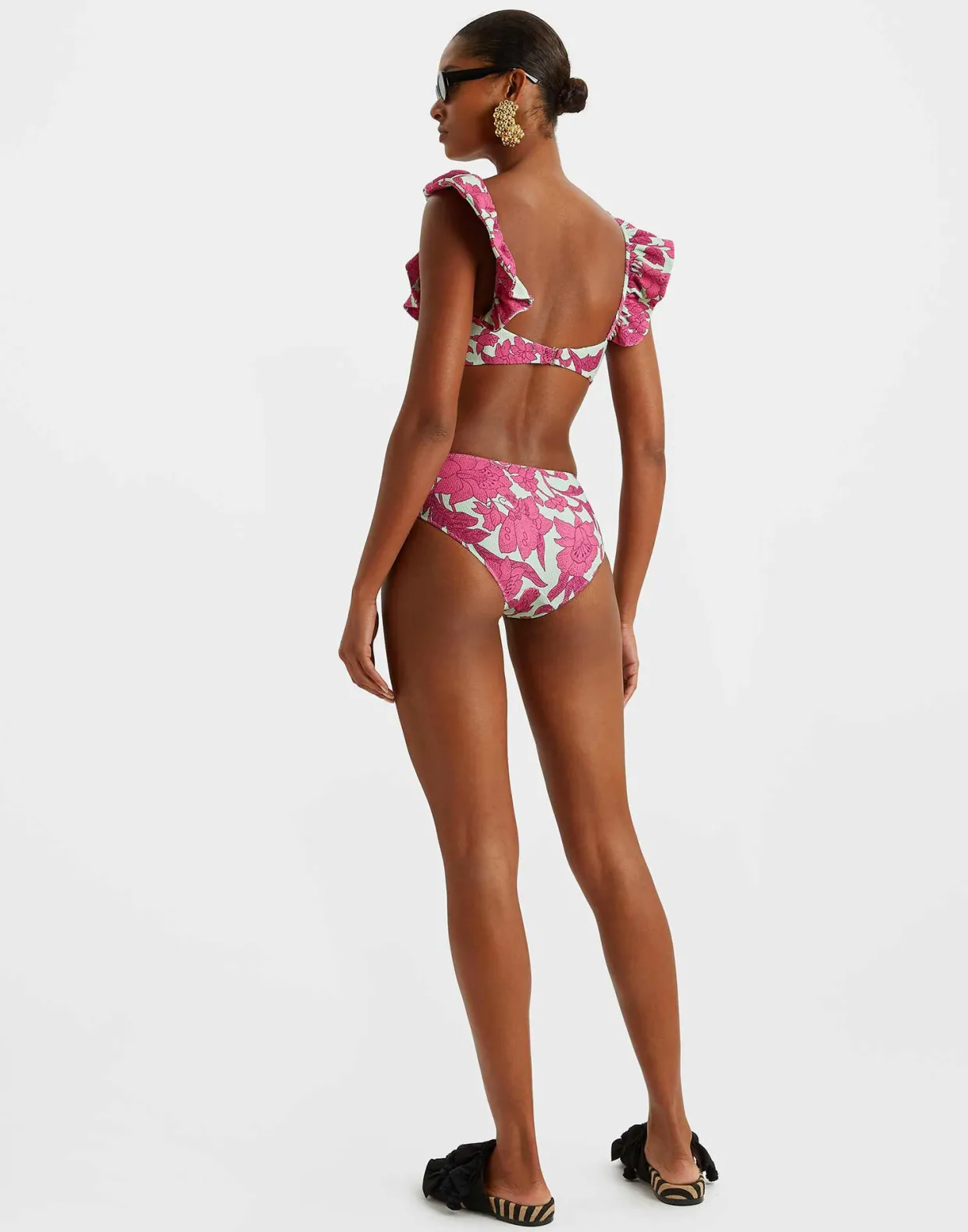 Ruffle Bikini TopLilium Purple in Piquet Lycra