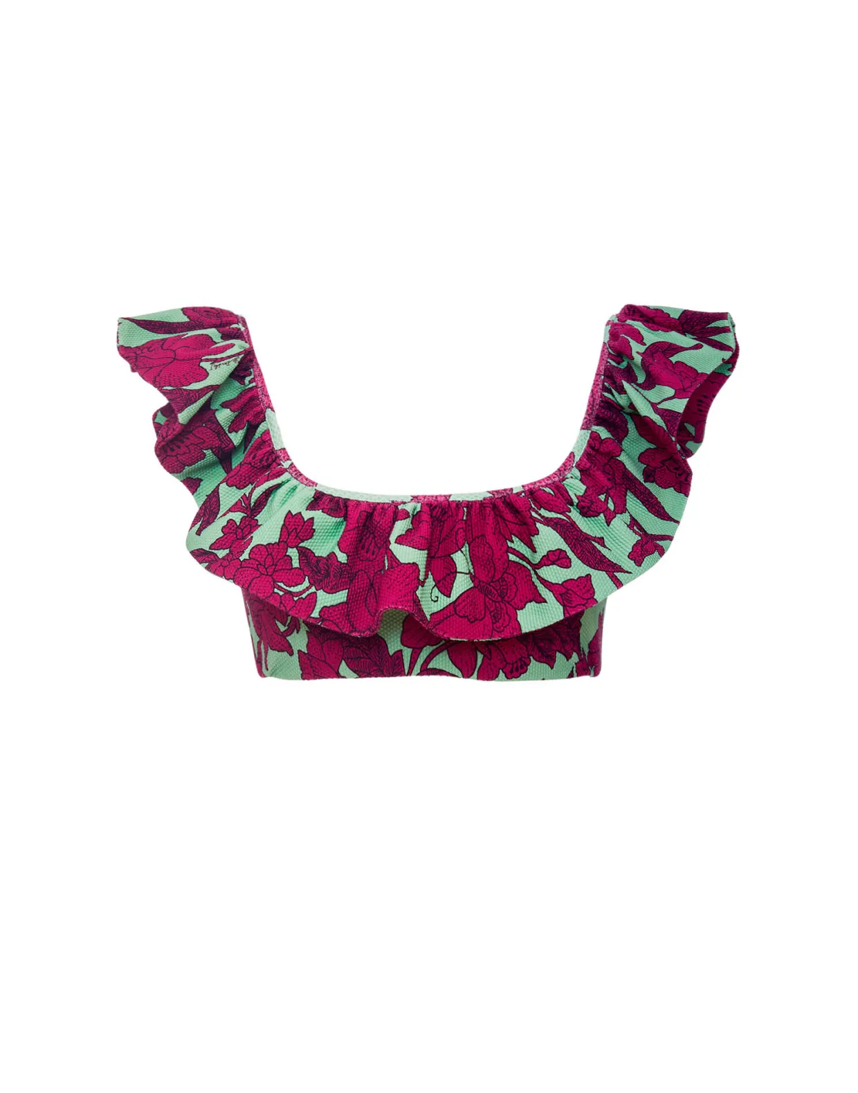 Ruffle Bikini TopLilium Purple in Piquet Lycra