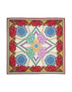 Scarf Double (90X90)Taormina Plac&eacute;e Ivory in Twill Silk