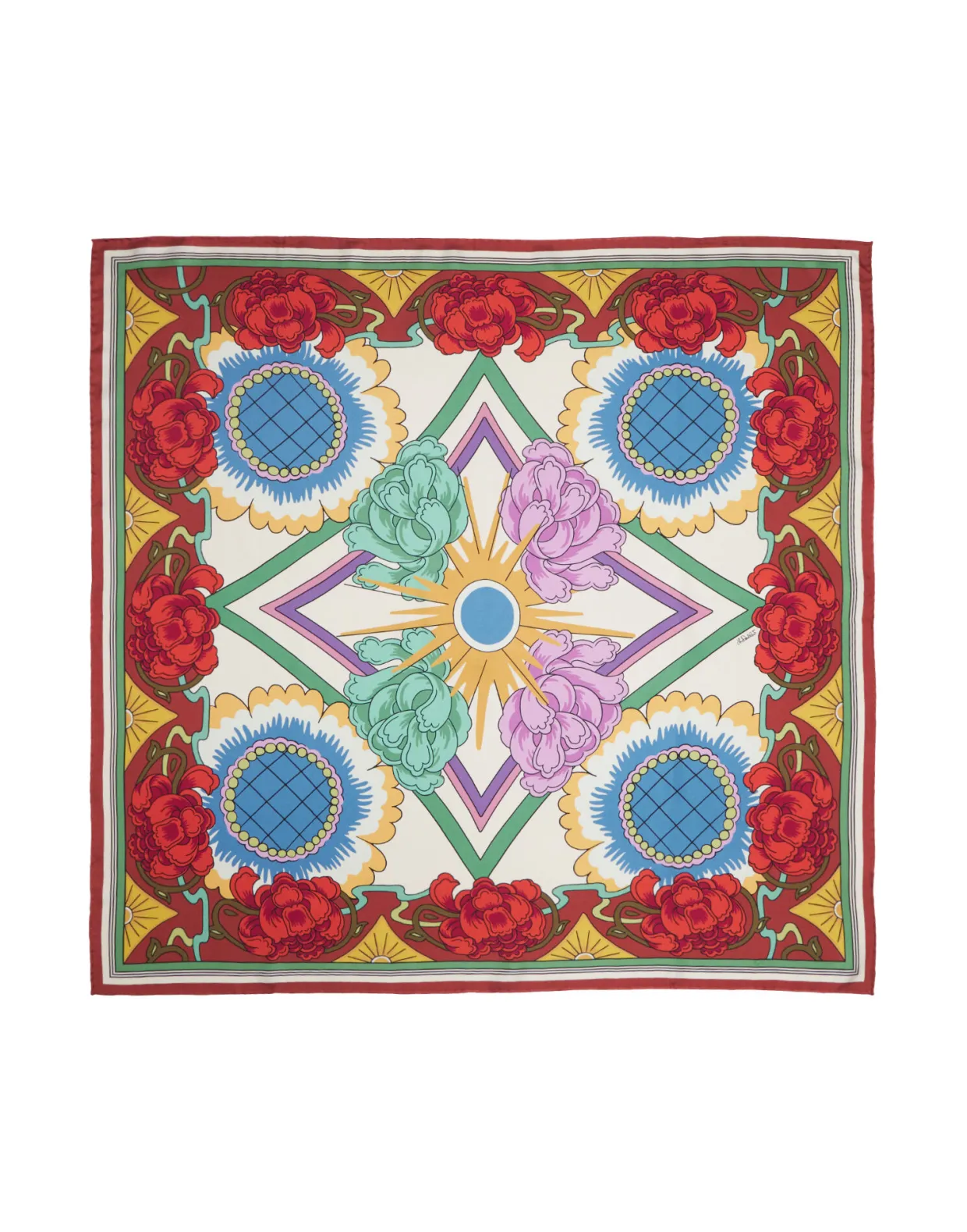 Scarf Double (90X90)Taormina Placée Ivory in Twill Silk