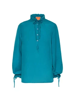 Shirt And SassySolid Blue Petrol in Washed Silk