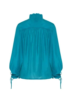 Shirt And SassySolid Blue Petrol in Washed Silk