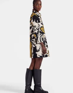 Short Artemis DressMarea Black & White in Cady Wool