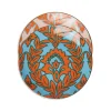 Side Plates Set Of 2Turquoise - Pink Garland in Porcelain
