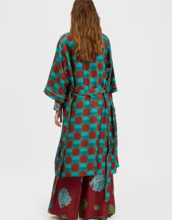 Silk RobeSfere Grandi Verde in Twill Silk