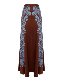Sleek SkirtSignoria Placée Brown in Satin