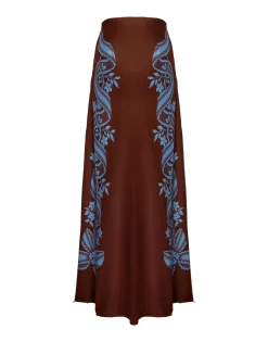 Sleek SkirtSignoria Placée Brown in Satin