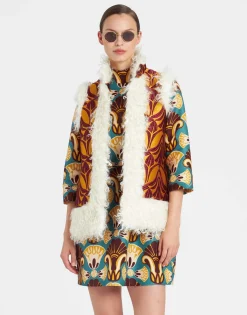 Sleeveless Folk JacketPapyrus Gold in Jacquard