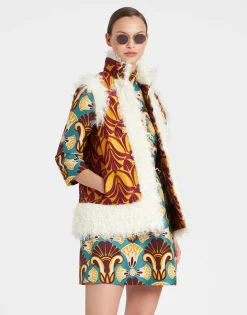 Sleeveless Folk JacketPapyrus Gold in Jacquard