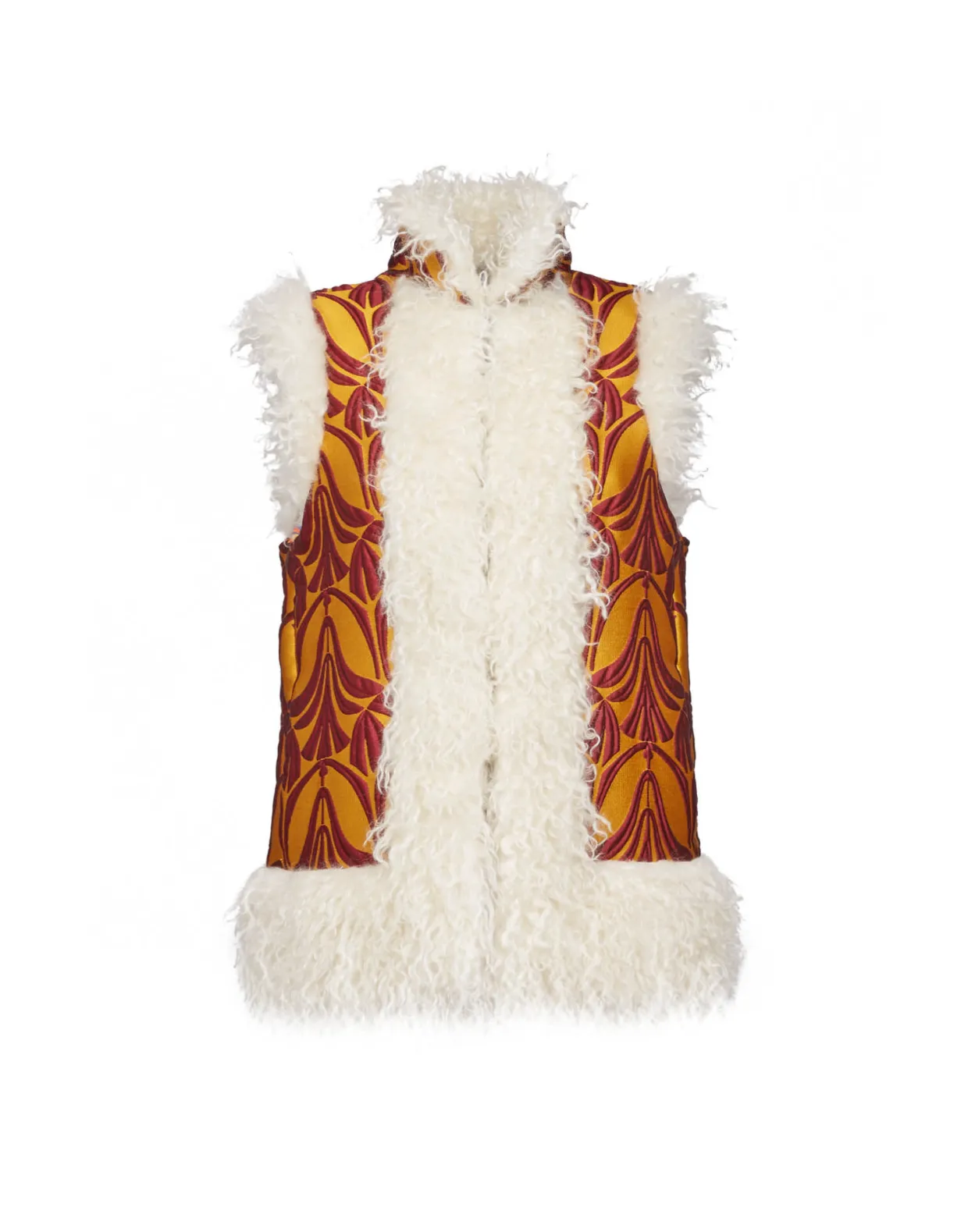 Sleeveless Folk JacketPapyrus Gold in Jacquard