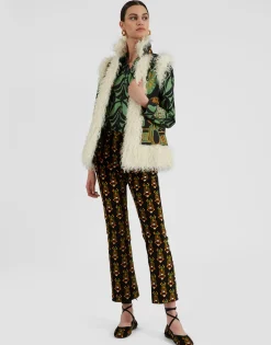 Sleeveless Folk JacketThe Nile Plac&eacute;e Black in Faille
