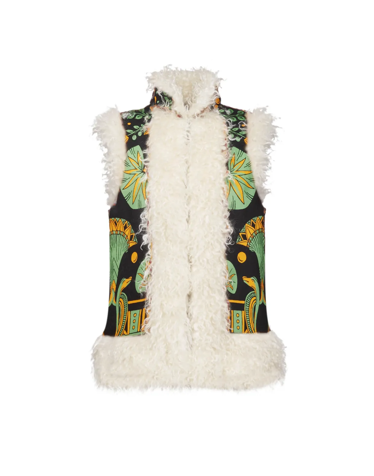 Sleeveless Folk JacketThe Nile Placée Black in Faille