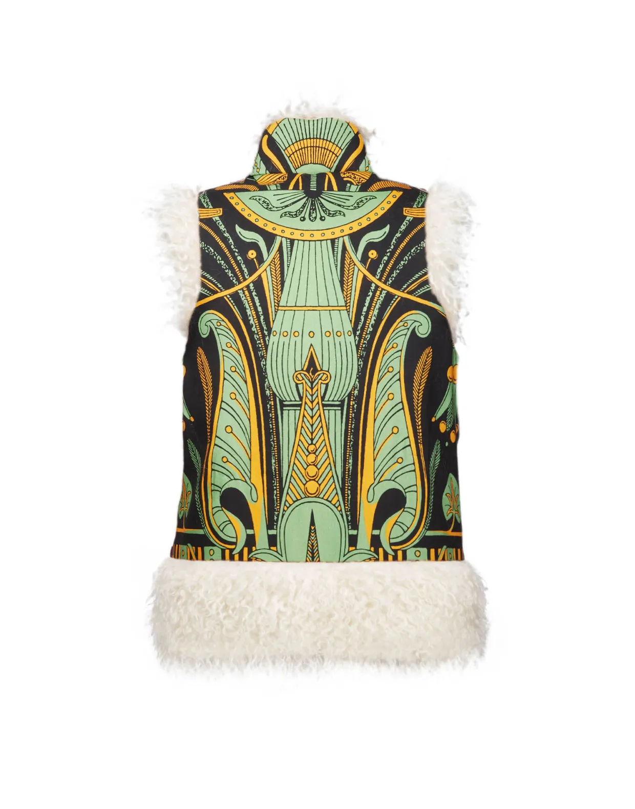 Sleeveless Folk JacketThe Nile Placée Black in Faille