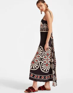 Slip-Around DressMedallion Placée Black in Crepe De Chine