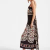 Slip-Around DressMedallion Plac&eacute;e Black in Crepe De Chine