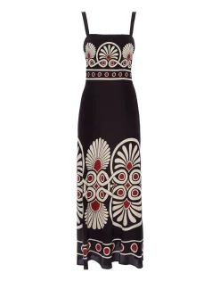 Slip-Around DressMedallion Placée Black in Crepe De Chine