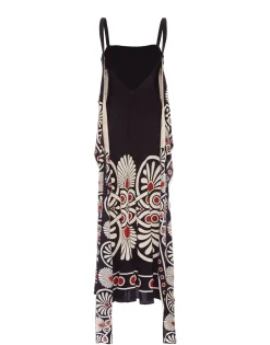Slip-Around DressMedallion Plac&eacute;e Black in Crepe De Chine