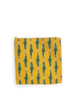 Small Napkins Set Of 4Como Fish Yellow Small in Linen