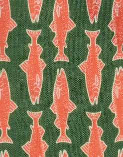 Small Napkins Set Of 4Como Fish Green Small in Linen