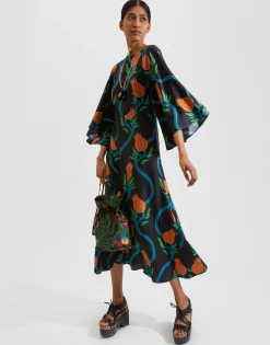Sorella DressMelograno Nero in Silk Twill