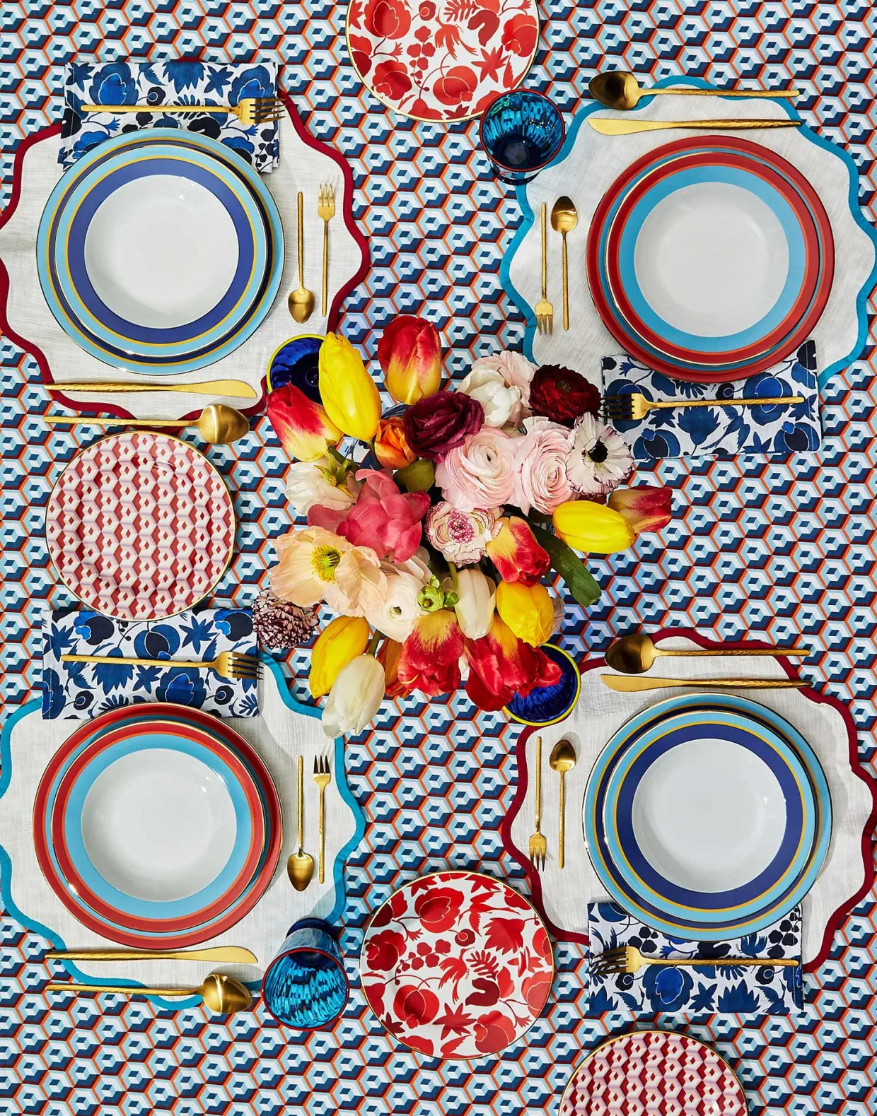 Soup Plates Set Of 2Rainbow Azure in Porcelain