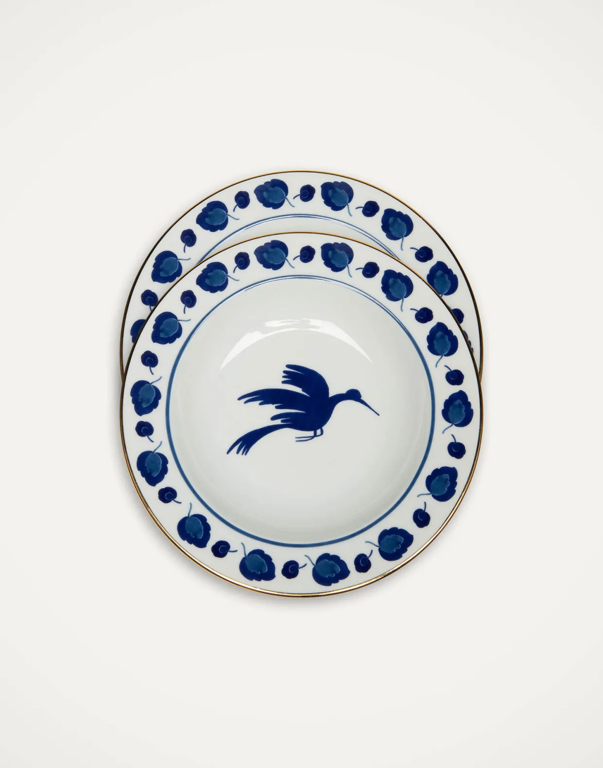 Soup Plates Set Of 2Wildbird Blue in Porcelain