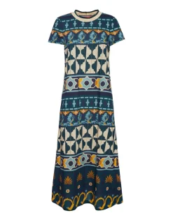 Sporty Swing DressCasareale Barr&eacute; Plac&egrave;e Emerald in Cotton Jersey