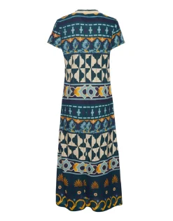 Sporty Swing DressCasareale Barr&eacute; Plac&egrave;e Emerald in Cotton Jersey