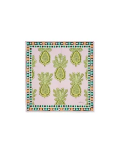 Square ScarfBig Pineapple Pink in Cotton/Silk
