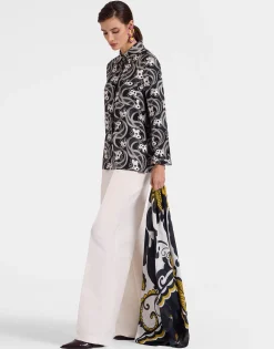 Square ScarfMarea Black & White in Modal Silk