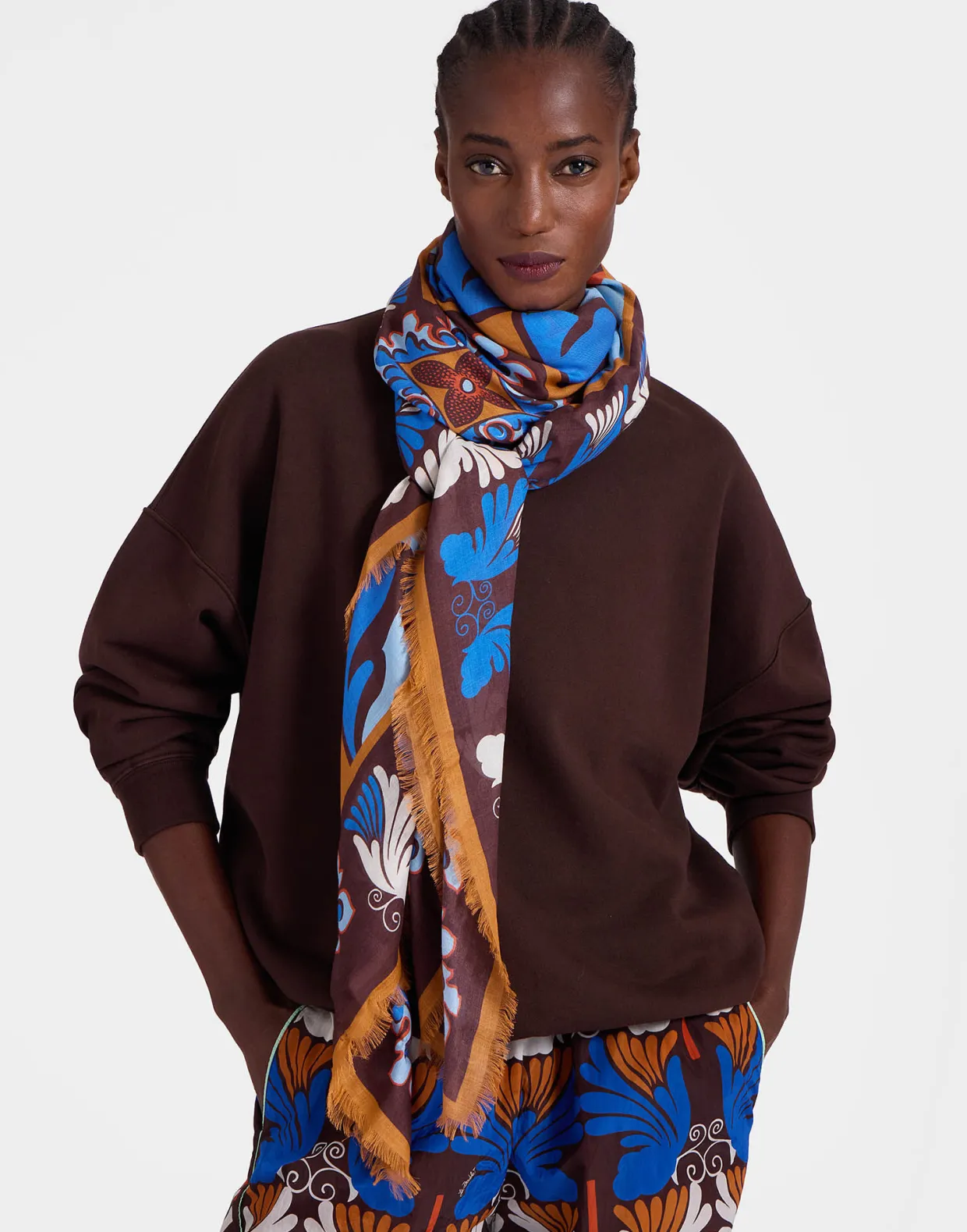 Square ScarfPalazzo Light Blue in Modal Silk