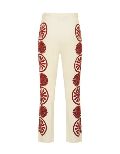 Stretch PantsMedallion Plac&eacute;e Cream in Envers Satin